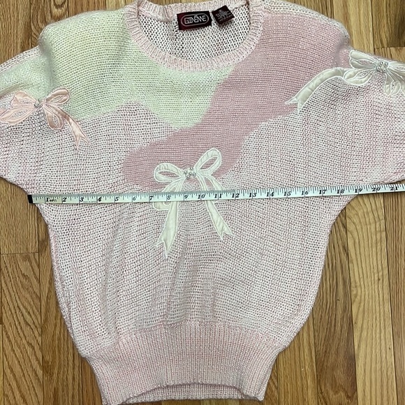 Vintage‎ Ginenne Womens Size S Pastel Satin Bow Detail Knit Sweater Fairy Kei - Picture 4 of 5